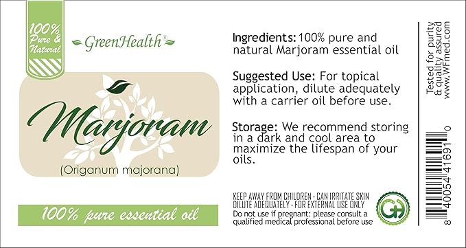 2 fl oz - Marjoram Essential Oil - 100% Pure Essential - GreenHealth