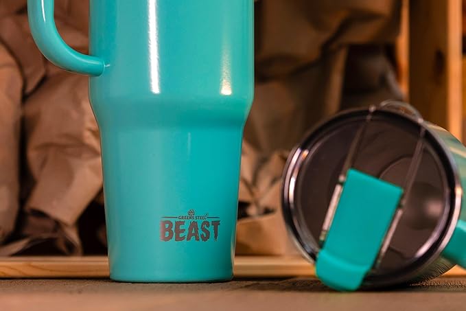 Beast 42 oz Tumbler Stainless Steel Vacuum Insulated Coffee Ice Cup Double Wall Travel Flask (Aqua Blue) - Bloomnest