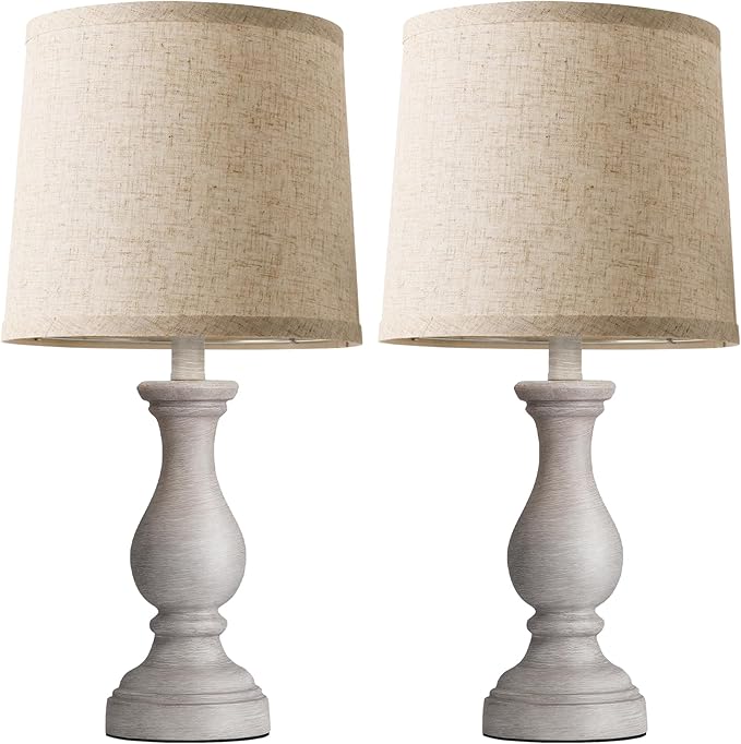 Seealle Farmhouse Table Lamps Set of 2 - Rustic Bedroom Lamps for Living Room, 22" Boho Bedside Lamp for Night Stands End Table Office Desk Lamp Nightstand Clearance Decorating with Linen Shades - Bloomnest