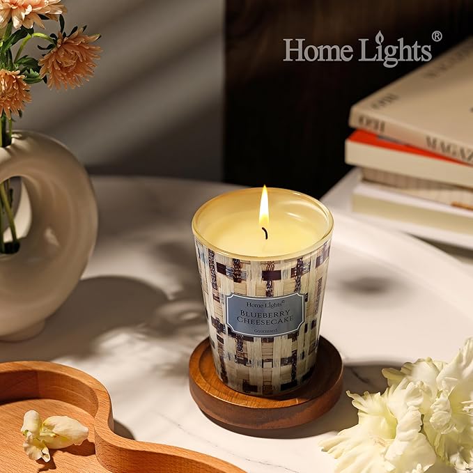 HomeLights Scented Candles for Women & Men, 6.7oz Candle Jars Aromatherapy Single Wick Candle, Ideal for Rustic Modern Home Decor and Gifts, Blueberry Cheesecake - Bloomnest