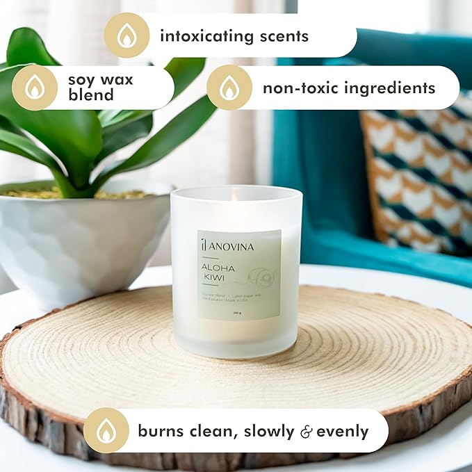 Anovina Fruity Scented Candle – Juicy Blend of Passionfruit, Pineapple, Kiwi & Coconut – Non-Toxic Soy Wax Blend – Candle Gifts for Women, Home or Kitchen - Bloomnest
