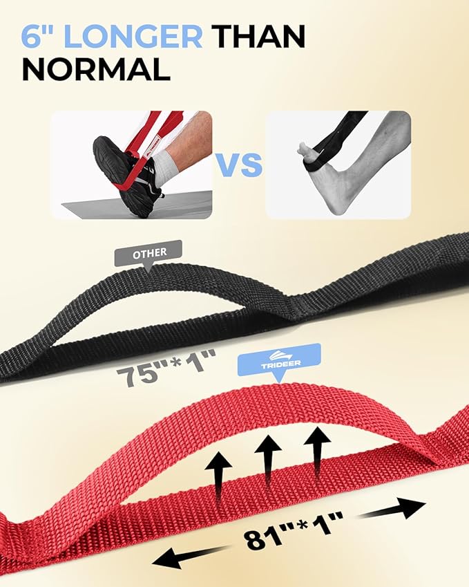 Trideer Stretching Strap Yoga Strap for Physical Therapy, 10 Loops Yoga Straps for Stretching, Non-Elastic Stretch Strap for Pilates, Exercise, Stretch Band for Women & Men
