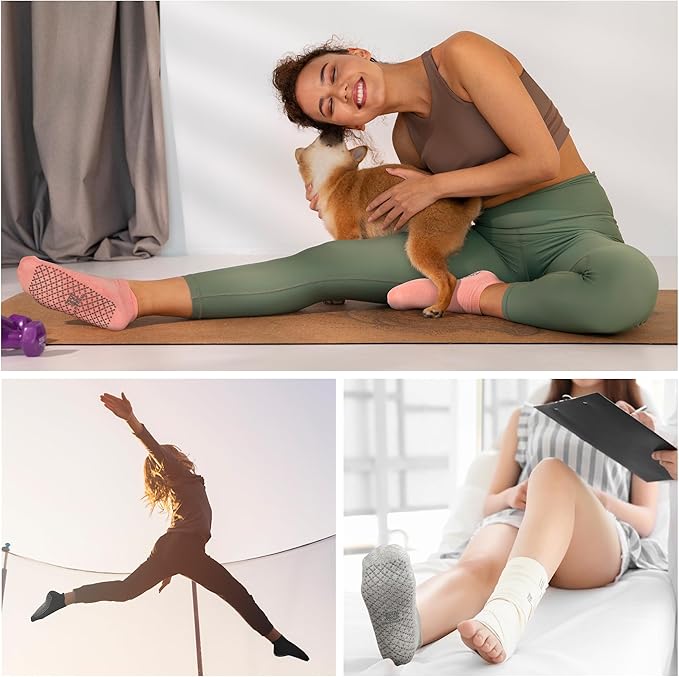 unenow Unisex Non Slip Grip Socks with Cushion for Yoga Pilates Barre Home & Hospital - Bloomnest