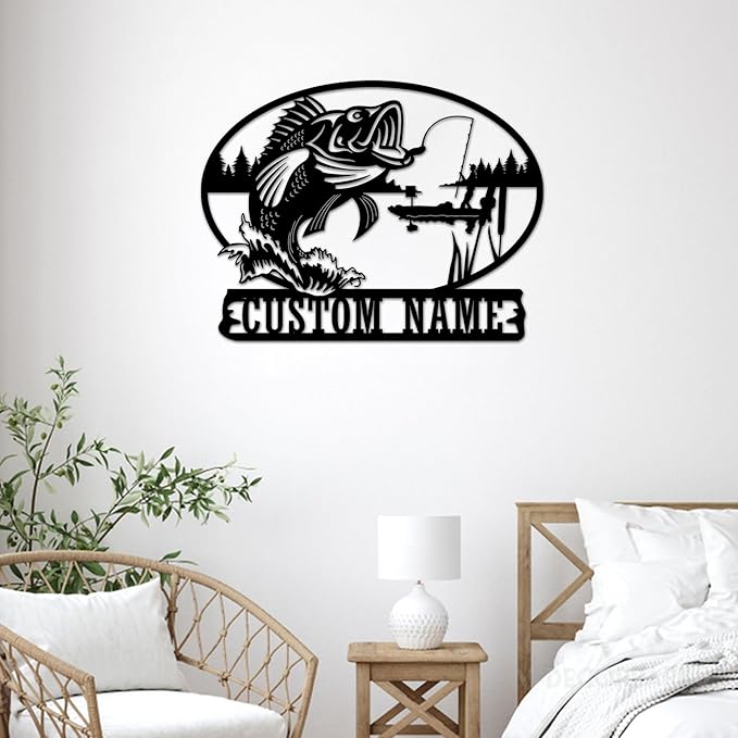 Bassfish Custom Metal Sign | Bass Fishing Wall Art | Personalized Home Decor | Custom Outdoor Metal Sign | Indoor Wall Art - Bloomnest
