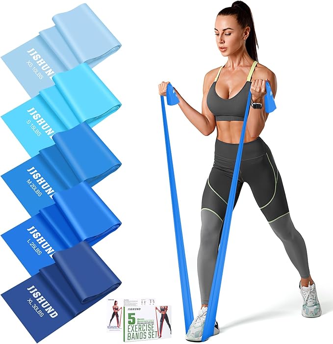 5 Pcs Resistance Bands, Professional Exercise Bands Elastic Stretch Bands for Fitness Yoga Pilates Stretching Strength Training, Workout Bands for Women and Men Home Gym - Bloomnest