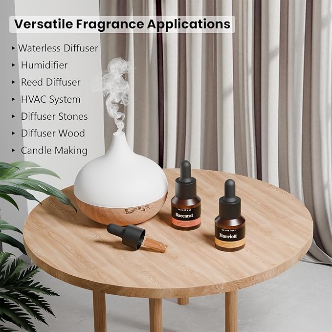 Hotel Diffuser Oil & Fragrance Scent Oil Inspired Baccarat - Essential Oil Blend for Home HVAC, Cold-Air & Ultrasonic Diffusers 15mL Glass Dropper Bottle with Luxury 5-Star Hotel Aromatherapy - Bloomnest