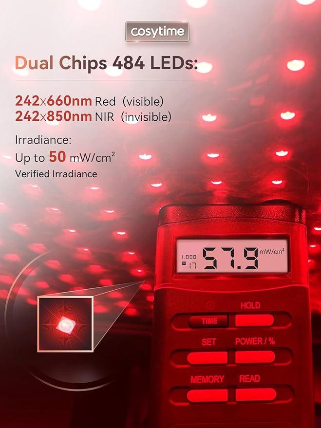 24" x 13" Red Light Therapy Pad for Body with Portable Power Bank - 660nm Red & 850nm Near Infrared NIR, Dual-Chip 484 LEDs Therapy Mat, 50 mW/cm² Irradiance Bloomnest