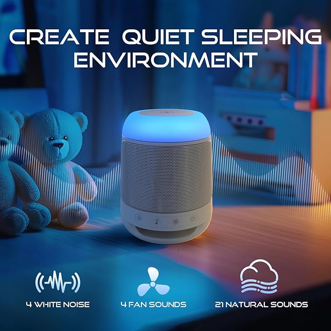 White Noise Machine for Sleeping with Night Light，Baby Sound Machine– 29 Soothing Sounds，Rechargeable White Noise Machine for Kids Adults Sleep, Portable Lullaby Machine Baby Soother - Bloomnest