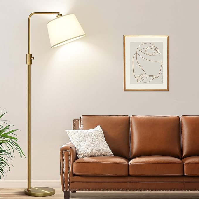 Nintiue Dimmable Floor Lamp, 1000 LM LED Edison Bulb Included, Arc Floor Lamps for Living Room Modern Standing Lamp Tall Lamps for Living Room Bedroom-Brass - Bloomnest