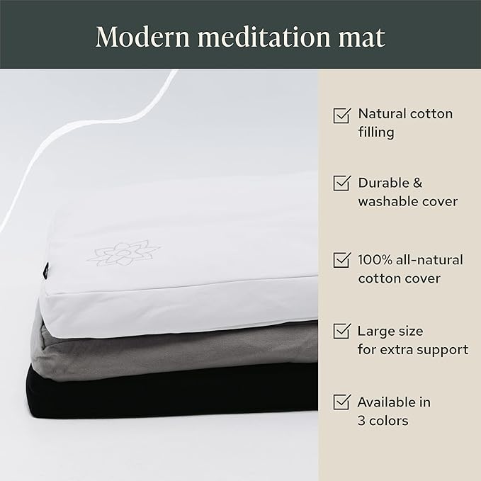 Mindful & Modern Zabuton Meditation Mat - Cotton Filled Yoga and Meditation Pad - Zabuton Meditation Cushion for Kneeling and Sitting Support - Large Rectangular Sitting Floor Pillow for Bench or Zafu - Bloomnest