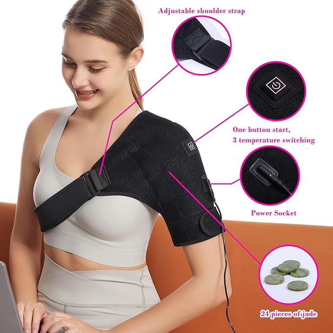 Shoulder Heating Pads Wrap,3 Heat Settings Relieve Muscle Pain,Rotator Cuff,Reduce Shoulder Pain - Bloomnest