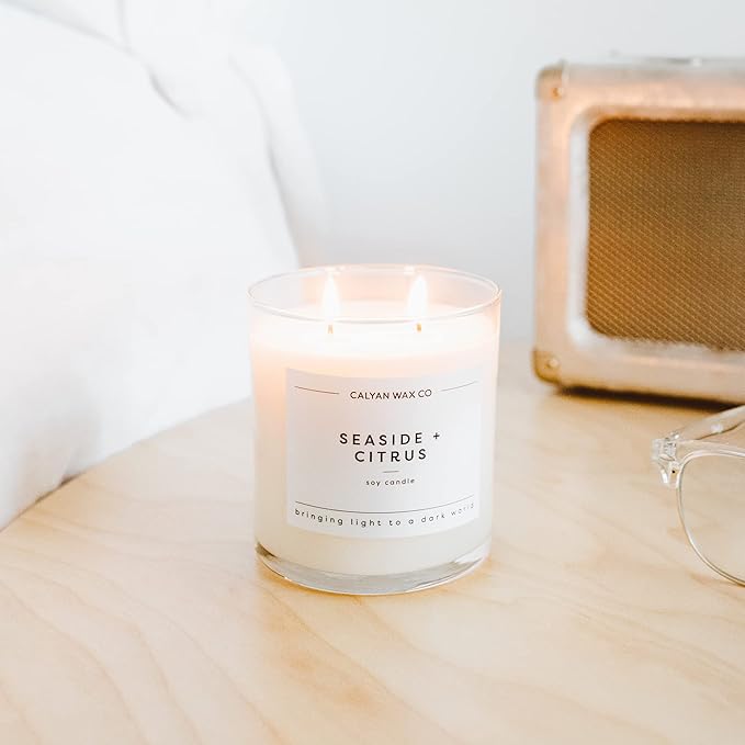 Calyan Wax Co. 2 Wick Candle, Lemon + Sage Scented Candle, 37 Hour Burn Time, Aromatherapy Soy Candles, Non Toxic & Vegan Soy Wax, Glass Tumbler Scented Candles, 8.8oz - Bloomnest