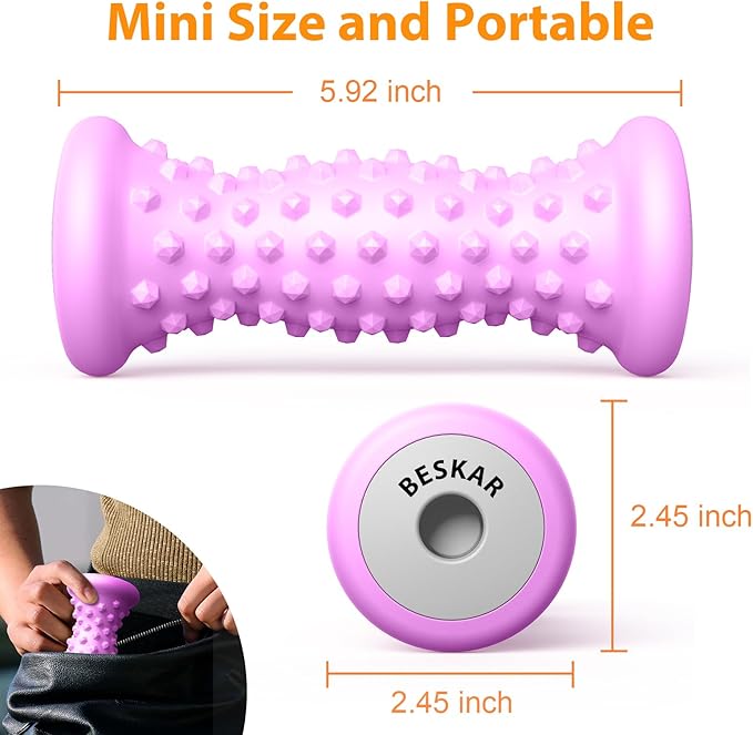 BESKAR Foot Massager Roller for Plantar Fasciitis Relief, Portable Feet Roller to Deep Tissue Muscle Massage, Foot Arch and Heel Pain, Reflexology Tool - Bloomnest