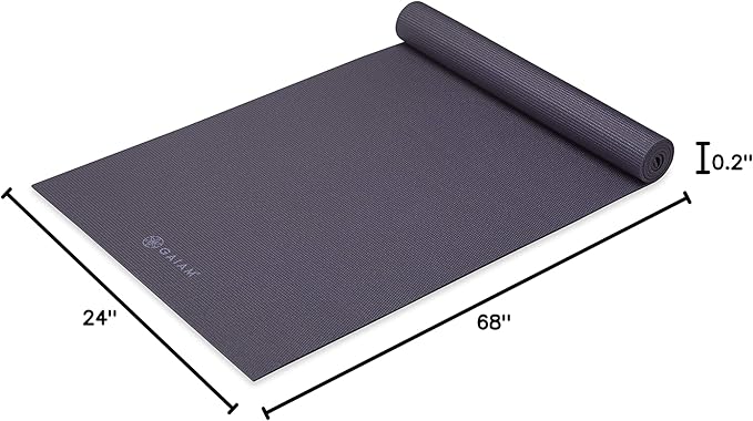 Gaiam Yoga Mat - Premium 5mm Solid Thick Non Slip Exercise & Fitness Mat for All Types of Yoga, Pilates & Floor Workouts (68" x 24" x 5mm) - Bloomnest