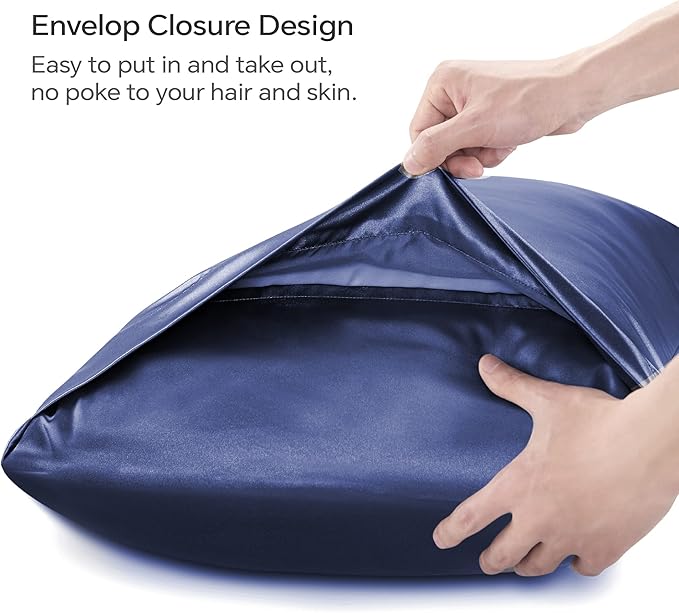 BEDELITE Satin Body Pillow Cover, Super Soft and Cooling Body Pillow Pillowcase for Hair and Skin, Breathable Silky Full Long Pillowcase Cover(20"x54", Navy) - Bloomnest
