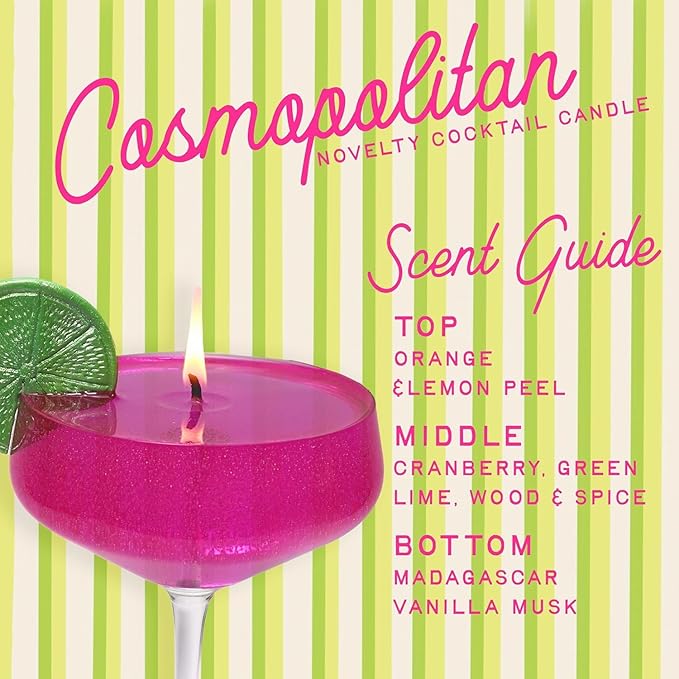Cosmopolitan Cocktail Candle, 40+ Hour Long-Lasting Burn Handcrafted Decorative Candles for Home Scented, Pink Candle Bar Cart Accessories, Pink Room Decor - Bloomnest