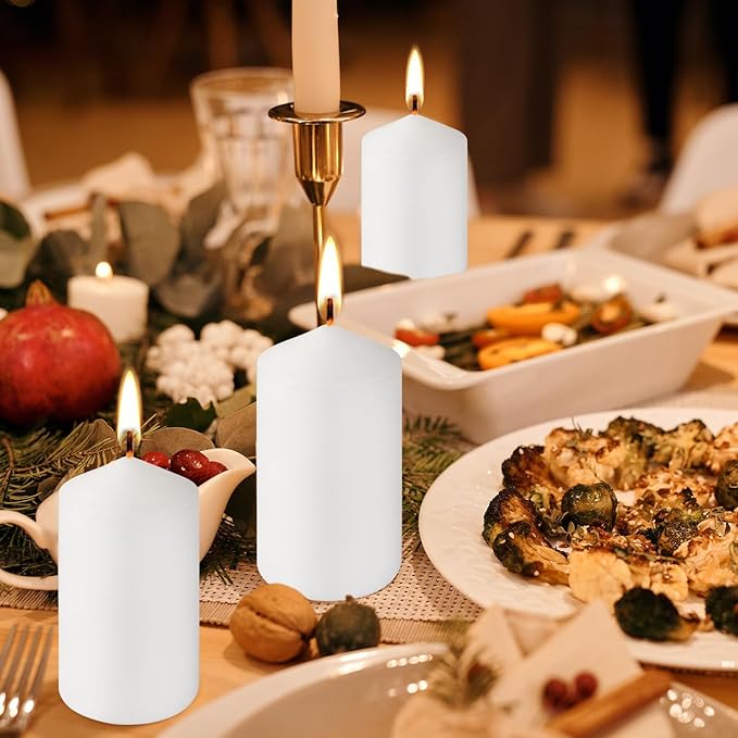 20-Piece White Taper Candles (2x4 inches) | Unscented, Dripless & Smokeless | Clean-Burning Dinner Candles for Weddings, Parties, Dinner Table Decor, Home Dining, Church Ceremonies & Celebrations - Bloomnest