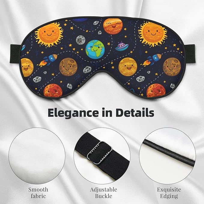 Outer Space Planets and Star Sleeping Eye Mask Stars and Comets Eye Mask for Sleeping Soft Comfort Eye Shade Blackout Eye Cover for Deep Rest Travel Nap Meditation - Bloomnest
