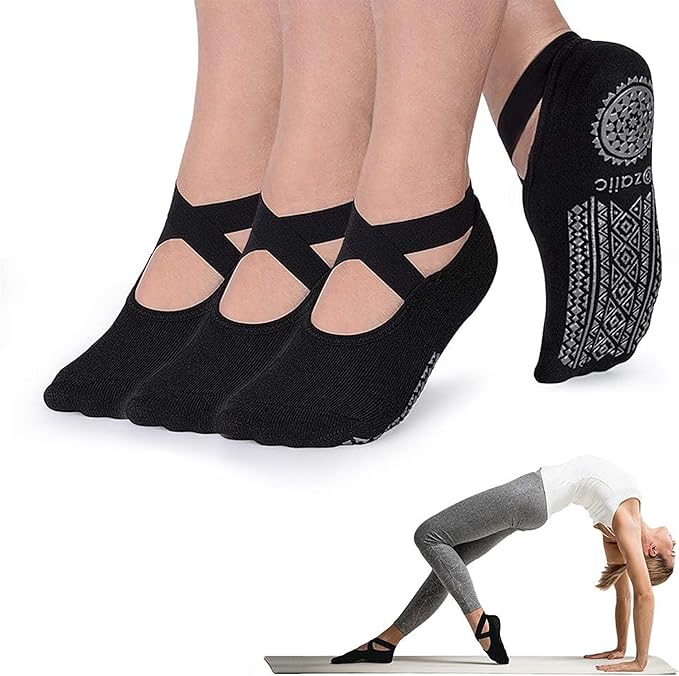 Ozaiic Pilates Socks for Women Non Slip Grip, Yoga Socks with Grippers for Barre, Hospital, Ballet, Dance, Barefoot Workout - Bloomnest
