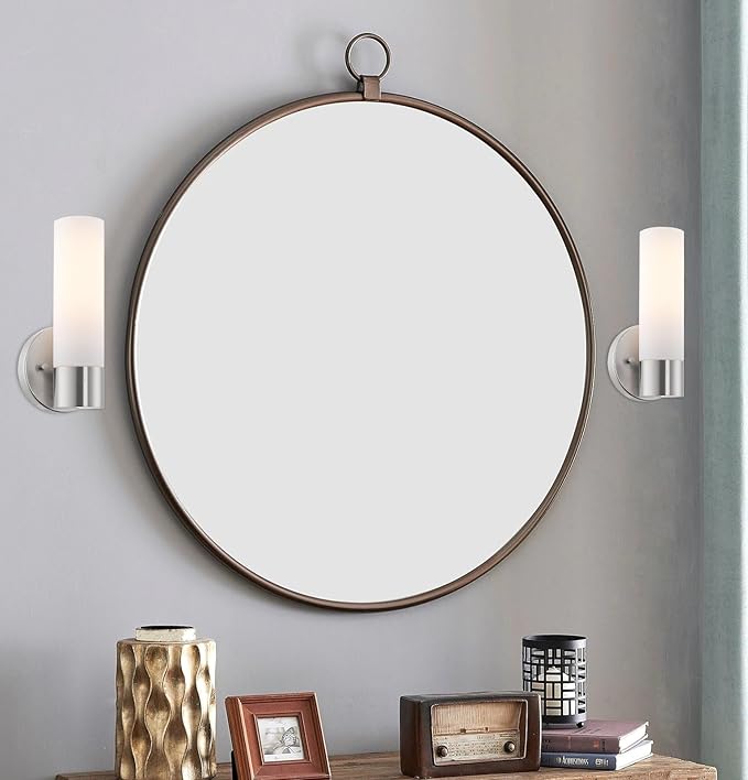 Kira Home Sol 10" Modern Wall Sconce with Frosted Glass Shade, for Bathroom/Vanity, Brushed Nickel Finish, 2-Pack - Bloomnest
