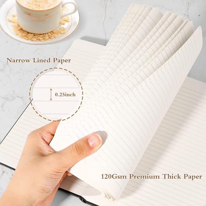 Huhuhero 10 Colors Lined Journal Notebook, A5 Hardcover Notebooks for Work, 120GSM Thick Paper, 128 Pages College Ruled Notebook for Writing Business Journaling, 5"×8.25" - Bloomnest