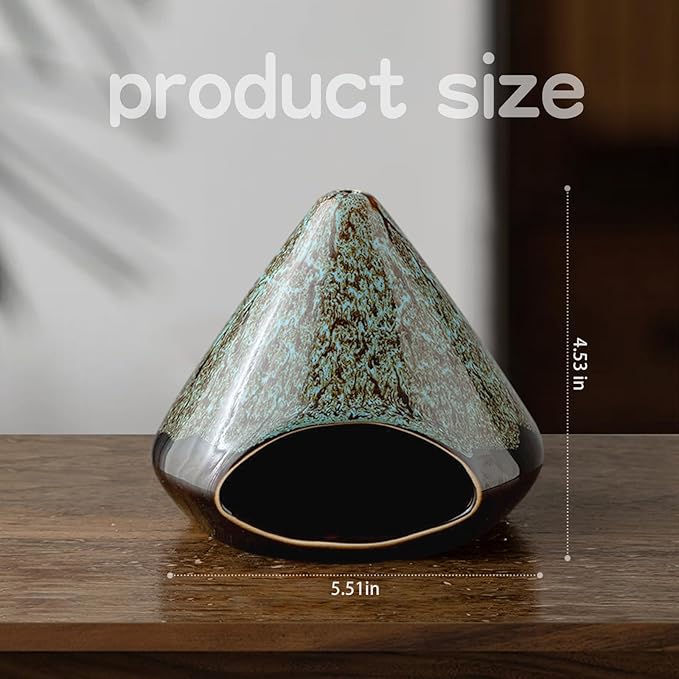 Handcrafted Ceramic Palo Santo Holder – Artistic Incense Burner for Meditation, Viridis Mindfulness & Zen Home Decor – Wabi-Sabi Style Cone Sculpture, Gift for Yoga, Relaxation & Aromatherapy OLACHIKKO