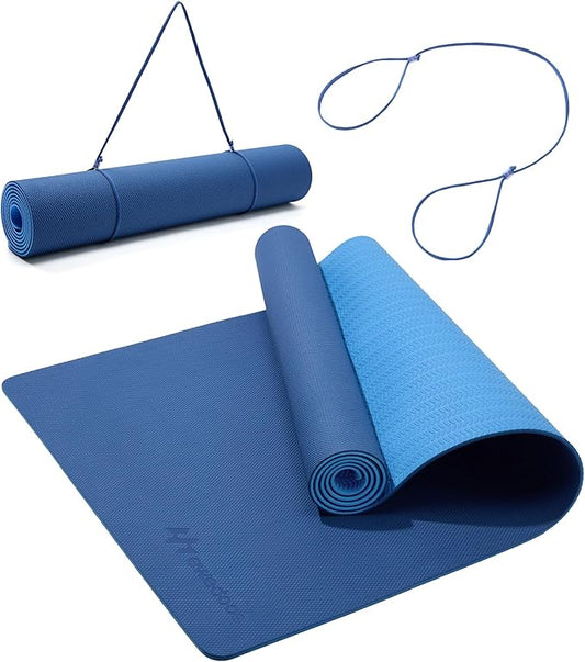 Ewedoos Eco Friendly Yoga Mat Thick TPE Yoga Mat Non Slip Yoga Mats Anti-tear Exercise Workout Mat for Women Men Kids Yoga, Pilates and Fitness