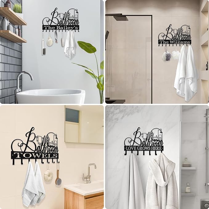 Personalized Metal Key Rack Hooks, Key Holder Wall Mounted Key Hooks, Bathrom Theme Wall Decoration Hooks, Key Hanger Organizer for Living Room, Entryway, Bathroom, Office Decor - Bloomnest