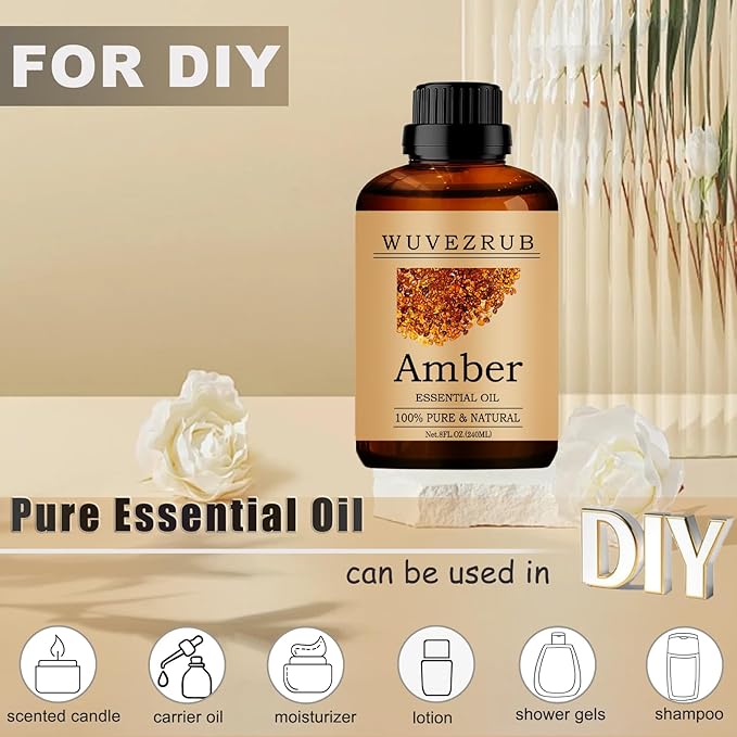 Amber Essential Oil - 240ML Pure and Natural for Aromatherapy Diffuser - 8 Fl Oz - Bloomnest