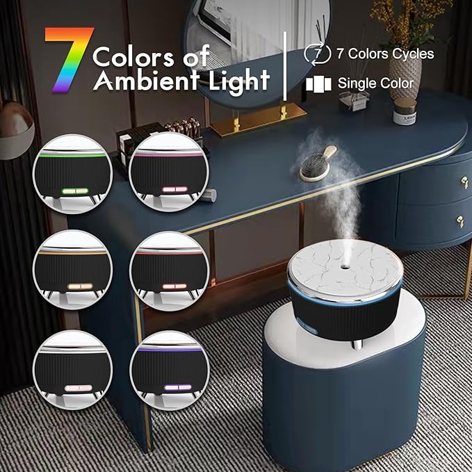 Diffusers for Essential Oils Large Room, 500ml Aromatherapy Diffuser Cool Mist Humidifier with Remote Control,7 Colors Lights & 3 Mist Mode Waterless Auto Off for Women Office Home Black Sliver - Bloomnest