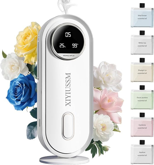 Waterless Essential Oil Diffuser for Home and Car Portable Aromatherapy Diffuser with 7 Mist Modes 1800mAh Rechargeable Battery Operated Scent Diffuser for Large Room Bedroom Office Bathroom - Bloomnest