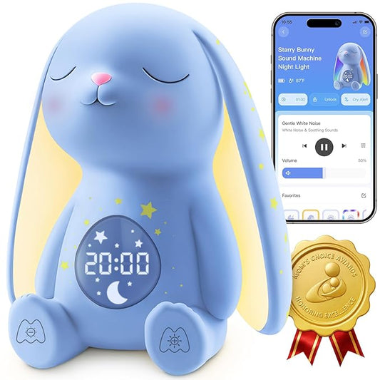 2025 Mom's Choice Awards | White Noise Sound Machine Baby - AI Cry Detection, Night Light, 100 Soothing Sounds, App Control, 150% Battery Life, 50% Faster Sleep, Newborn Essentials