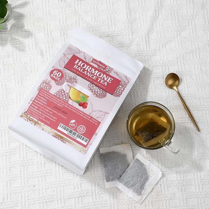 Premium 60 Hormone Balance Tea Bags, Made with 100% Natural Herbal Ingredients, Red Raspberry Leaves, Menstrual Cycle Support, No Artificial Flavors & Caffeine Free. - Bloomnest
