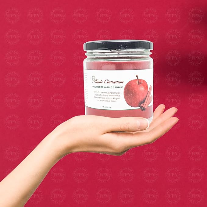 Candle Set Apple-Cinnamon Odor Eliminating – 2 Pack - 12oz – Long-Lasting Soy Wax Candles – Neutralizes Pet, Kitchen & Smoke Odors – Clean Burn, Eco-Friendly, Aromatherapy Candle - Bloomnest