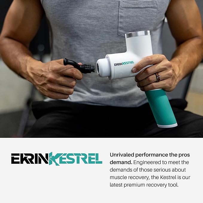 Ekrin Athletics White Kestrel Percussive Massager - Enhanced Precision & Comfort for Elite Muscle Recovery & Wellness - Relieve Sore Muscles and Stiffness - Bloomnest
