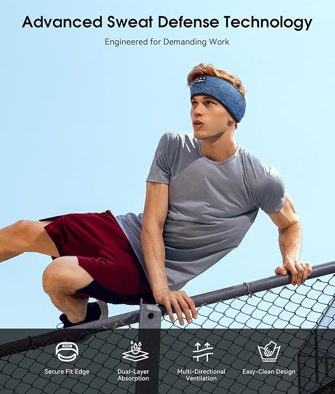 MUSICOZY Sleep Headphones Bluetooth 5.4 Headband, Wireless Earphones Music Sleep Earbuds Sleeping Eye Mask with HD Stereo Speakers for Workout Running Travel Yoga, Ideal Gifts (Blue) - Bloomnest