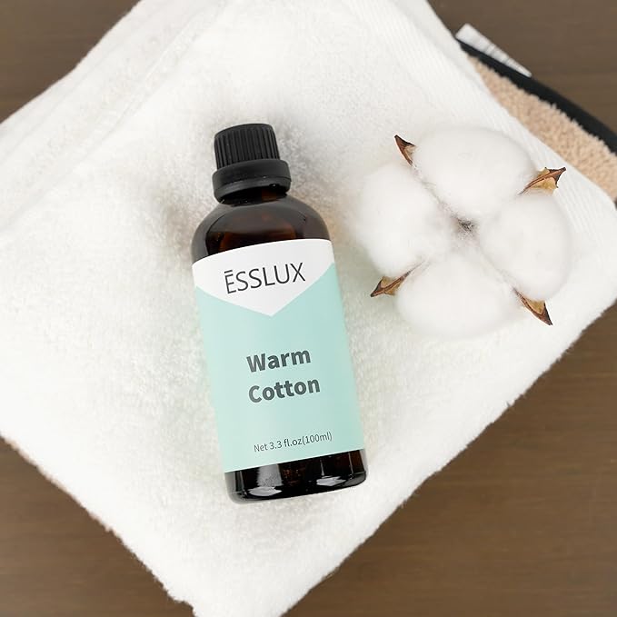 Warm Cotton Fragrance Oil, ESSLUX Large Single Scented Oils 100 ml (3.3 oz), Fresh Clean Aromatherapy Essential Oils for Home for Diffuser, Massage, Soap, Candle Making Scents - Bloomnest