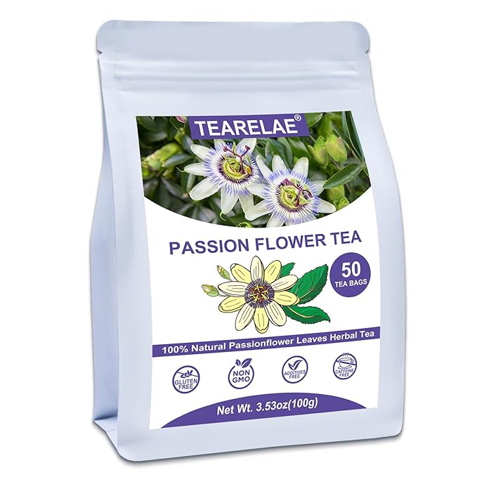 TEARELAE - Passion Flower Tea, 50 Count - Pure Passionflowers Leaves Tea Bags - Pasiflora Tea for Relaxation & Sleep- Non-GMO - Caffeine-Free - Bloomnest