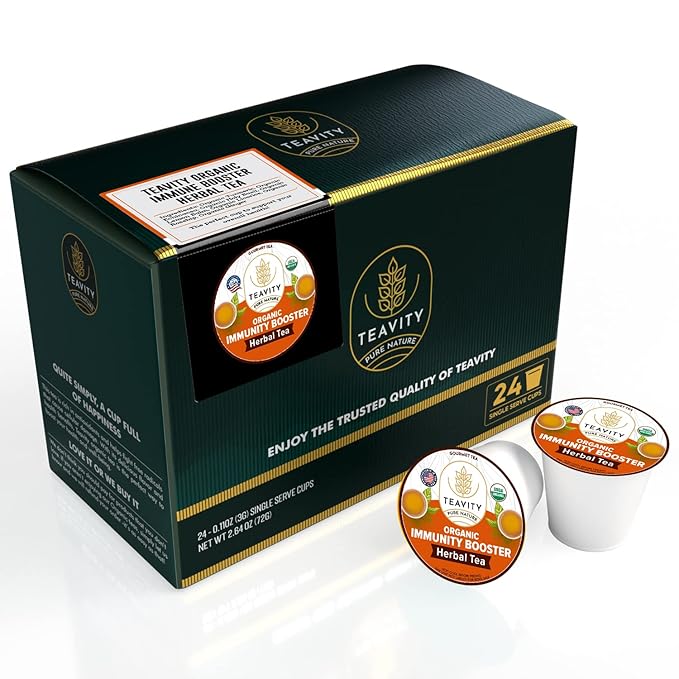 Organic Ginger Tea Pod with Echinacea, Turmeric, and Licorice for Keurig, Decaf by Teavity (24 Tea Pods) - Bloomnest
