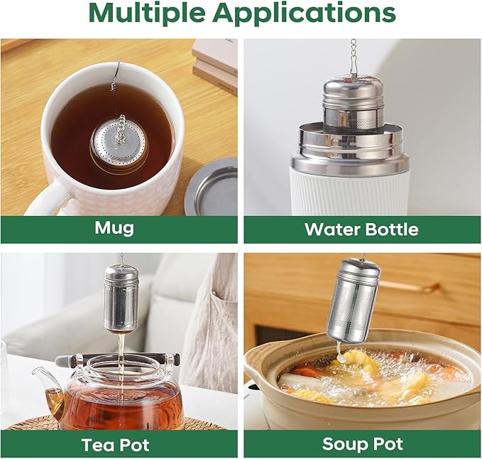 316L Stainless Steel Tea Infuser – Extra Fine Mesh Loose Leaf Tea Steeper for 8–16 oz Mugs, Bottles & Small Teapots, Dishwasher Safe (1 Pack) - Bloomnest