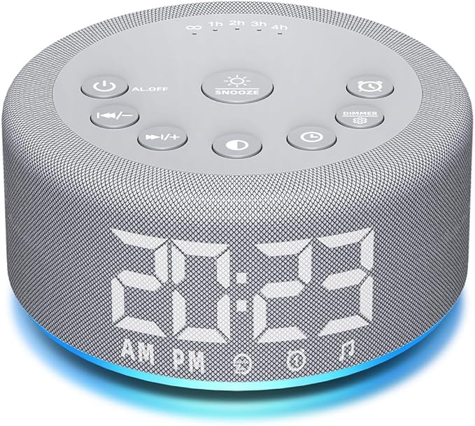 【3 in 1】 White Noise Machine with 27 Sleeping Sounds for Baby Kids Adults Sound Machine Alarm Clock Night Light Timer Memory Function 32 Level Volume Auto Off Digital Clock with 30 Wake Up Sounds - Bloomnest