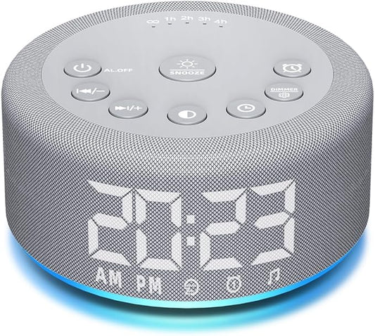 【3 in 1】 White Noise Machine with 27 Sleeping Sounds for Baby Kids Adults Sound Machine Alarm Clock Night Light Timer Memory Function 32 Level Volume Auto Off Digital Clock with 30 Wake Up Sounds - Bloomnest