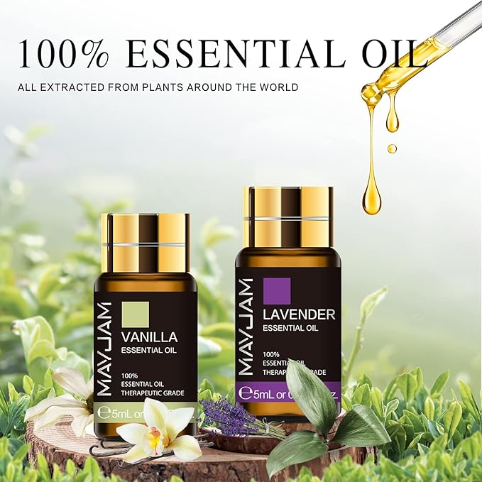 MAYJAM Top 28 Essential Oil Set for Diffuser Massage, 24x5ml Essential Oil Singles, 4x10ml Essential Oil Blends for Home Office Yoga - Bloomnest