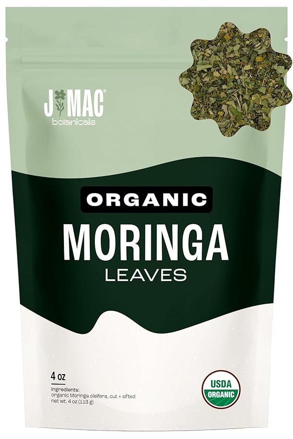 J MAC BOTANICALS Organic Moringa Leaves, malunggay leaf, Whole Green Moringa Oleifera Leaf Tea - Bloomnest