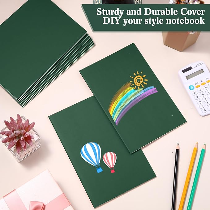 Mimorou 100 Pcs Journals Notebooks Bulk - Kraft Softcover A5 Small Notebooks 5.5 Inch x 8.3 Inch Notepads with 60 Page 30 Sheet for Writing Sketch Travel Office Supplies(Green,Lined) - Bloomnest