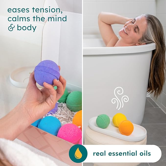 Natural Bath Bombs for Women & Men – Handmade in USA Gift Set with Essential Oils, Shea Butter & Epsom Salt – Non Toxic Spa Bath Bombs for Sensitive Skin – Anovina Relaxation Gift - Bloomnest