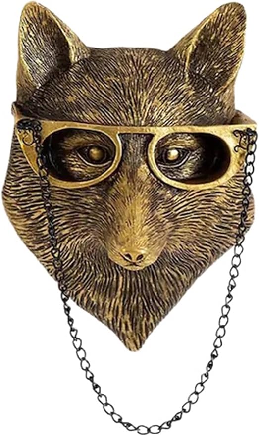 UITWMKTG Gold Animal Head Wall Decor Wall Sculpture Home Decor Statue for Living Room Office Bedroom Modern Decor for Men Women Fox - Bloomnest