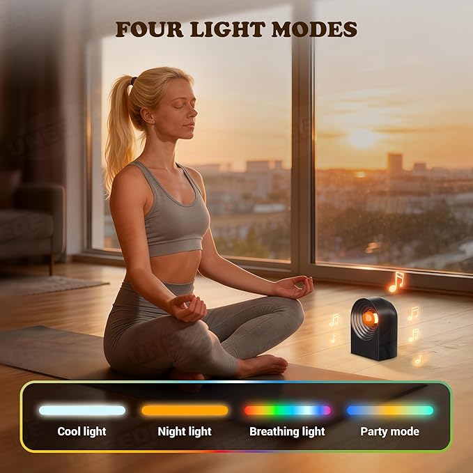 UNEEDE White Noise Sound Machine with Bluetooth Functionality, Night Light, Portable Bluetooth Speaker with Noise Canceling for Office & Sleeping, Meditation, Gathering (Black) - Bloomnest