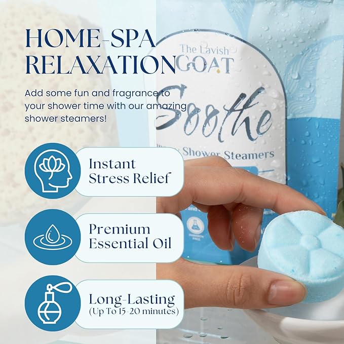 TLG Soothe Shower Steamers Aromatherapy 7 Pack – USA Made with Extra Menthol, Peppermint & Eucalyptus – Shower Bomb for Relaxation, Stress & Sinus Relief – Gift for Men & Women - Bloomnest
