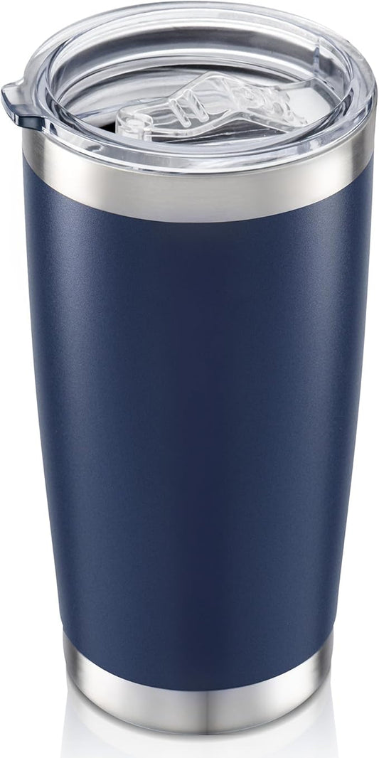 20 oz Tumbler with Lid Stainless Steel Insulated Tumblers Double Wall Vacuum Coffee Mug Powder Coated Tumbler Cups for Cold and Hot Drinks, Navy, 1 pack